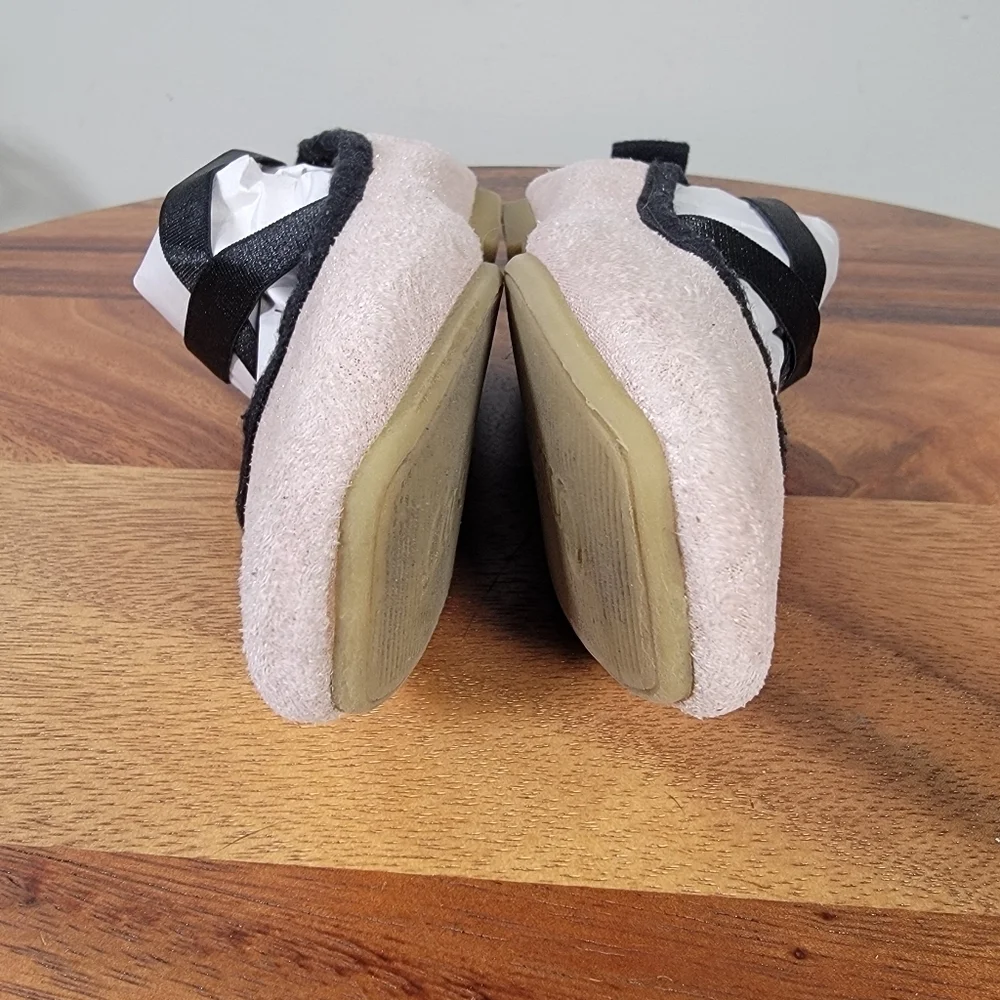 Cat & Jack Pink Shimmer Ballet Flats Girls Size 8 Criss Cross Top Back Bow